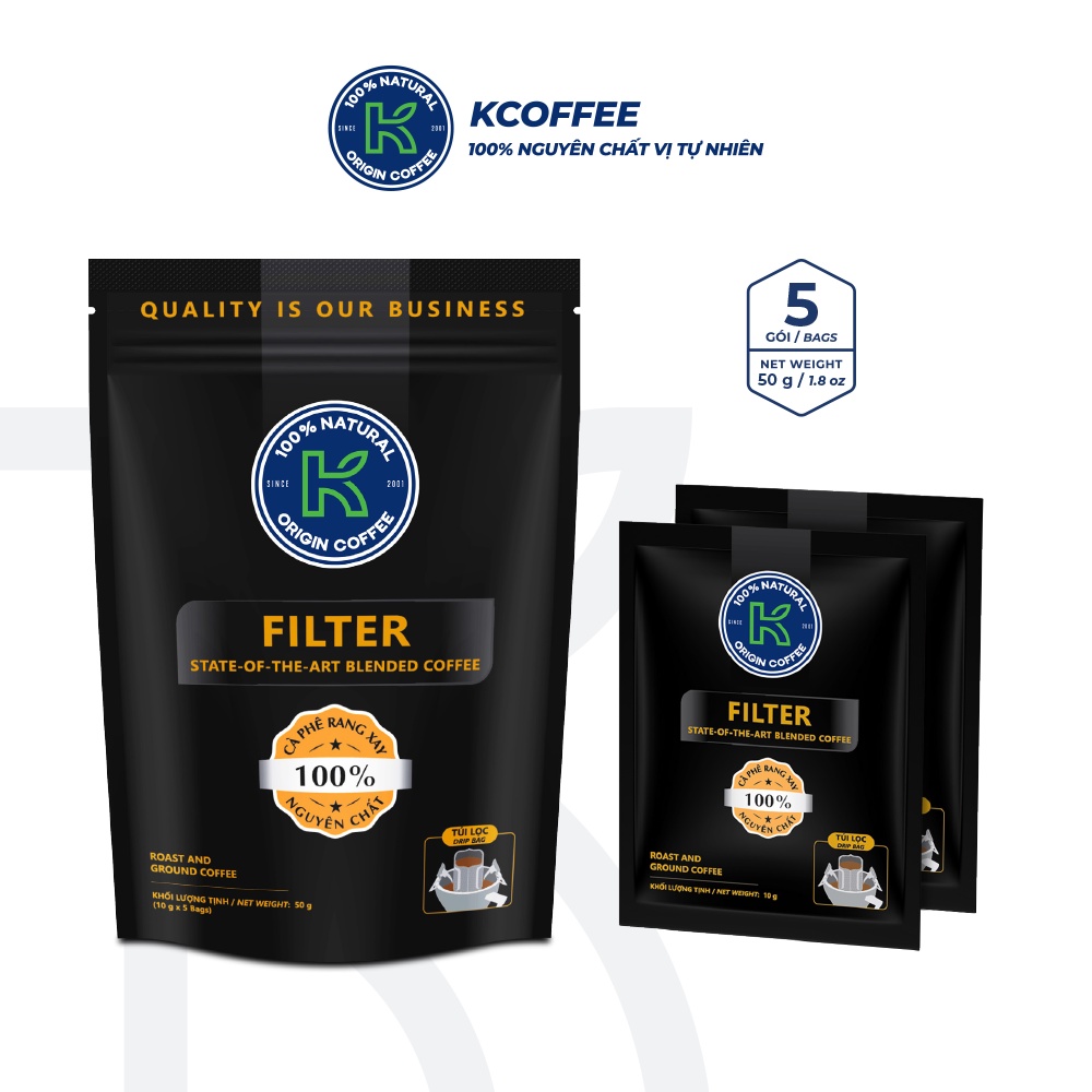Cà phê nguyên chất phin giấy xuất khẩu K Filter 50g thương hiệu K COFFEE