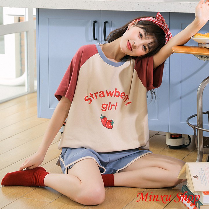 Bộ Mặc Nhà, Bộ Ngủ Cotton Cao Cấp - Cá Tính, Trẻ Trung, Phong Cách Hàn Quốc - Hàng Hót