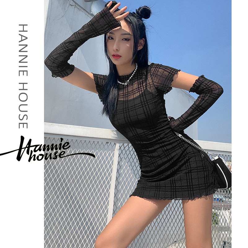 Bộ 3 món gồm đầm lót hai dây ôm dáng + đầm tay ngắn mặc ngoài + đôi găng tay dài thời trang cho nữ | BigBuy360 - bigbuy360.vn