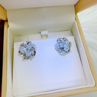 Bông tai hoa xoáy mạ bạch kim