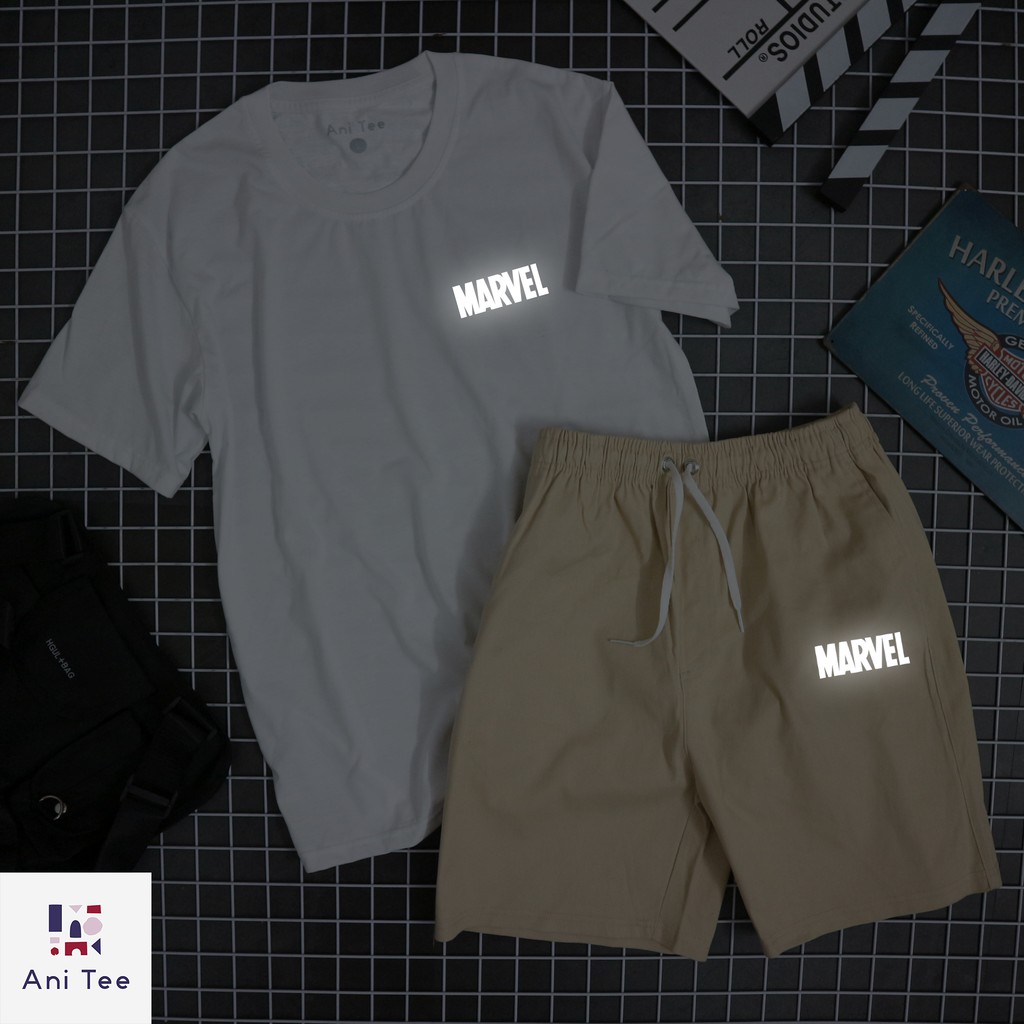 [PREMIUM] [UNISEX] Combo Áo thun Logo Marvel Phan Quang 100% COTTON, giặt không đổ lông, hàng chuẩn VNXK+ Short Kaki | BigBuy360 - bigbuy360.vn