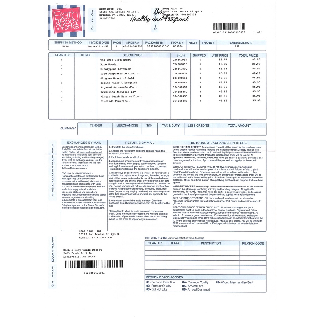 /Bill US - PART III/ Sữa dưỡng thể 🥦  🥦 Bath and Body Works 🥦 nhiều mùi 🥦