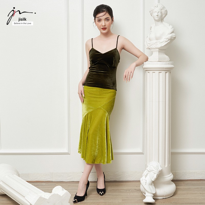 Chân váy đầm đuôi cá nhung thu đông màu đen, ôm body nâng mông thiết kế công sở đi làm đi chơi Queency N.CVD-02 - jisilk | BigBuy360 - bigbuy360.vn