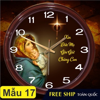 Đồng hồ treo tường cao cấp - mẫu 17 - đức mẹ maria, mẹ bồng con, mẹ bế chúa - quà tặng công giáo