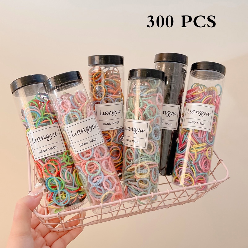 Set 300 Dây Buộc Tóc Co Giãn Nhiều Màu Sắc Dễ Thương Cho Bé