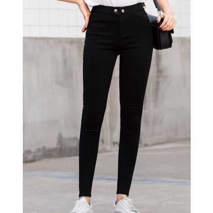Quần thun skinny 2 nút lưng dây kéo size lớn