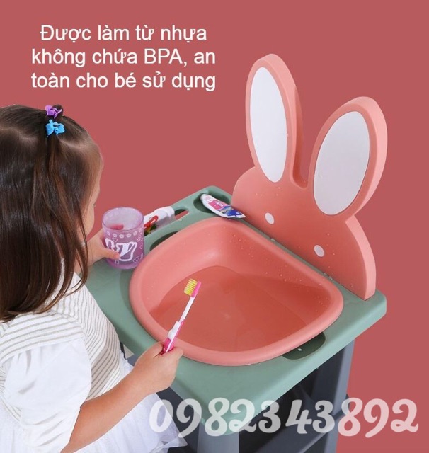 Bồn rửa mặt mini cho bé kèm van và ống sả nước , bộ tăng chiều cao 7cm