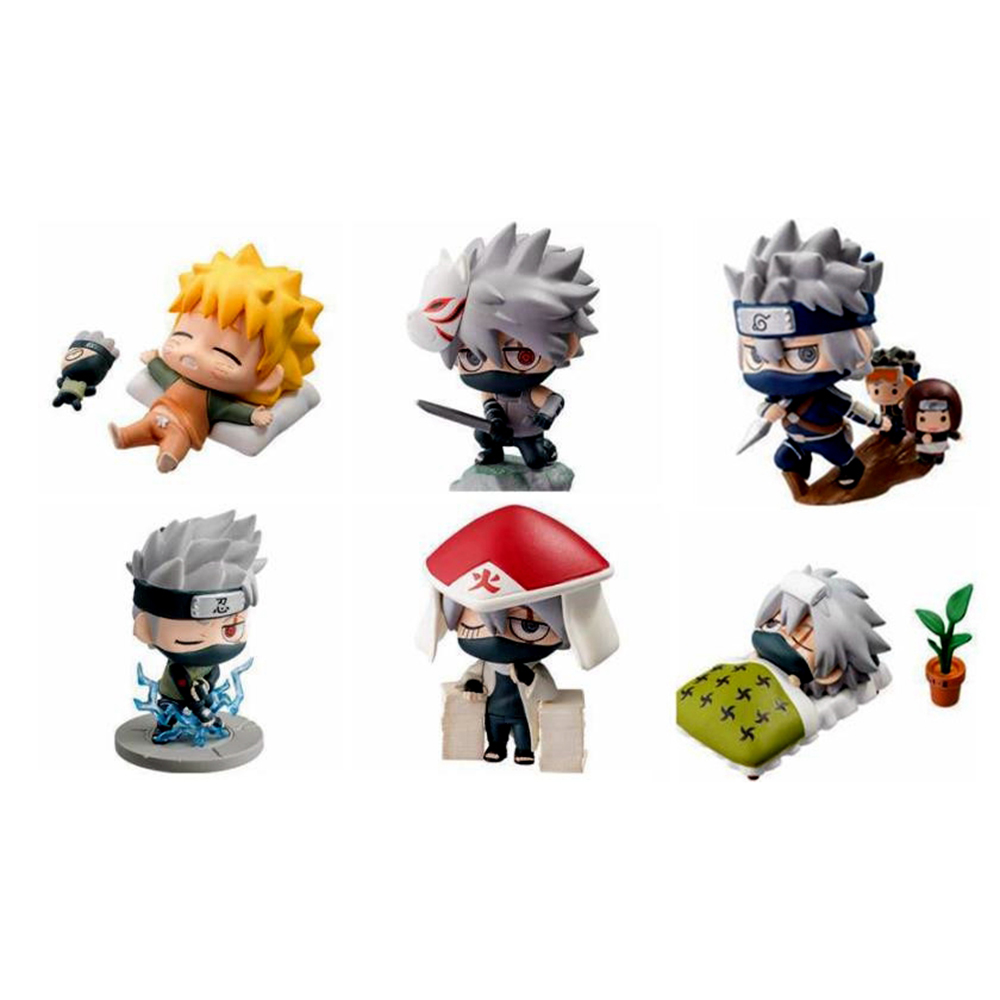 USNOW Cartoon Naruto Figure 6pcs/set Figure Toys Action Figures Kakashi Sasuke Uzumaki Namikaze Minato PVC Children Gift Anime Model