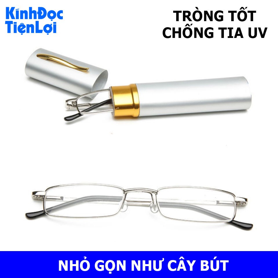 Kính lão Kính đọc sách như cây bút, có hộp đựng tiện lợi Màu ĐEN/BẠC