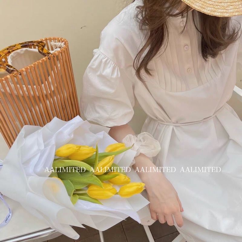 (Có Bigsize) Đầm Váy Sơ Mi Trắng Cổ Trụ Xếp Ly Tay Bí Phong Cách Ulzzang Hàn Quốc Mặc Du Lịch Cực Xinh | BigBuy360 - bigbuy360.vn