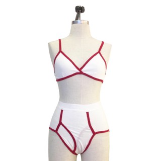 American Pie - Set bikini trắng viền đỏ