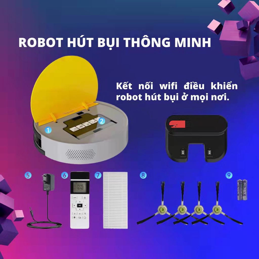 Robot hut bụi lau nhà đa năng ,Máy quét nhà hút bụi mini tự động thông minh U10, tiện ích trong tầm tay