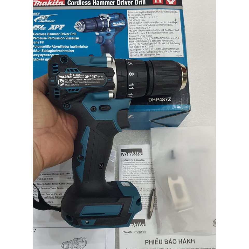 Máy khoan búa, vặn vít pin BL 18V Makita DHP487Z (Chưa kèm Pin & Sạc) - Chính hãng