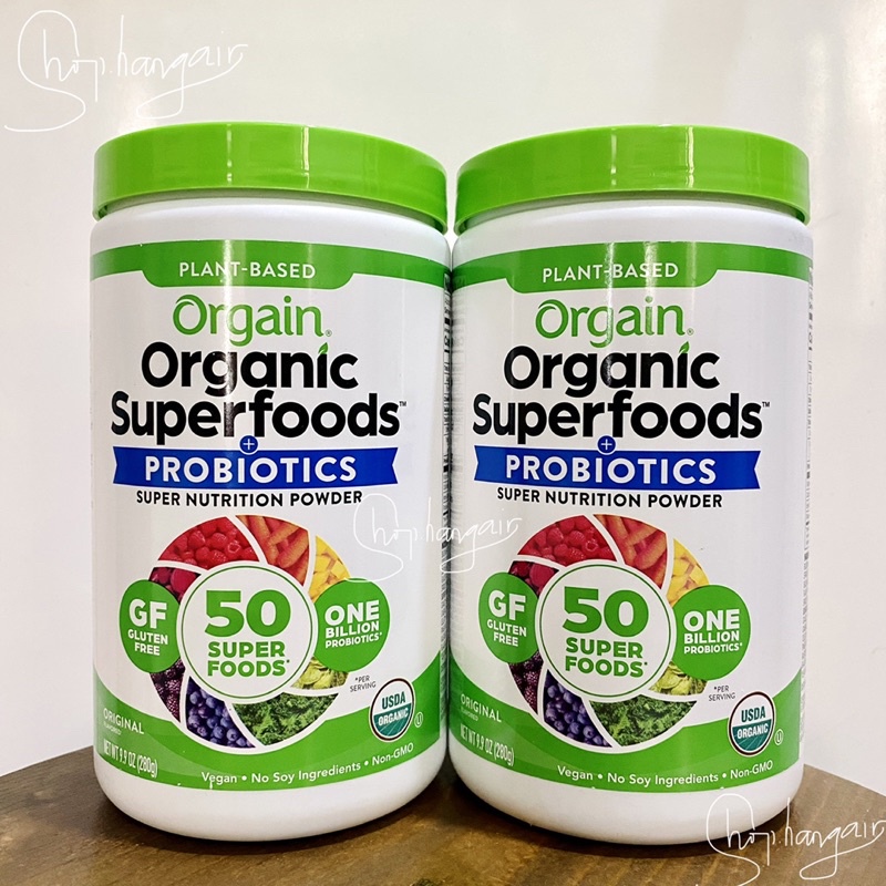 Bột siêu dinh dưỡng hỗ trợ tiêu hóa và miễn dịch Orgain Organic Superfoods Probiotics super nutrition original flavored