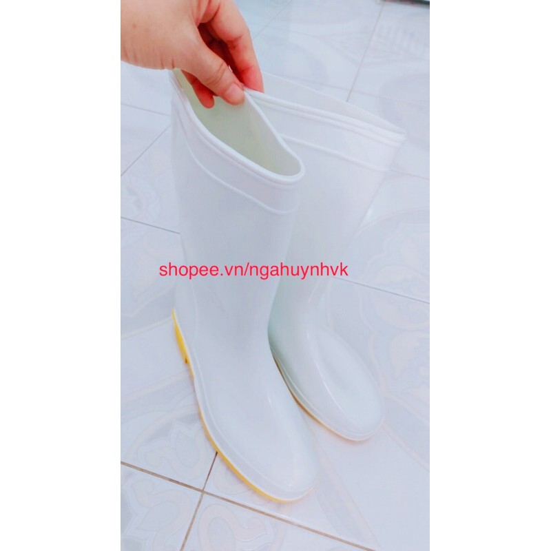 Ủng trắng bảo hộ đi mưa chống trơn cao 30cm