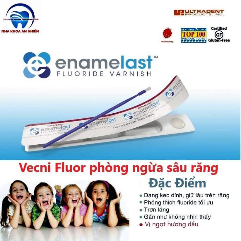 Gel bôi Vecni Flour viền đỏ phòng ngừa sâu răng vị dâu