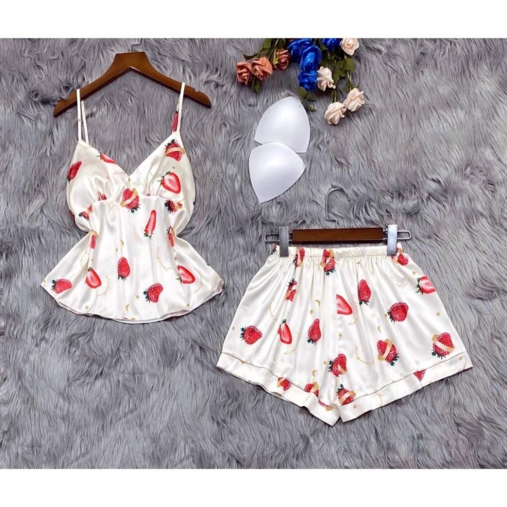 Đồ Ngủ 2 Dây Quần Cộc  Mặc Nhà Lụa Satin Cao Cấp Đủ Size Dưới 60Kg, Đồ Ngủ Sexy Có Kèm Mút Ngực | BigBuy360 - bigbuy360.vn
