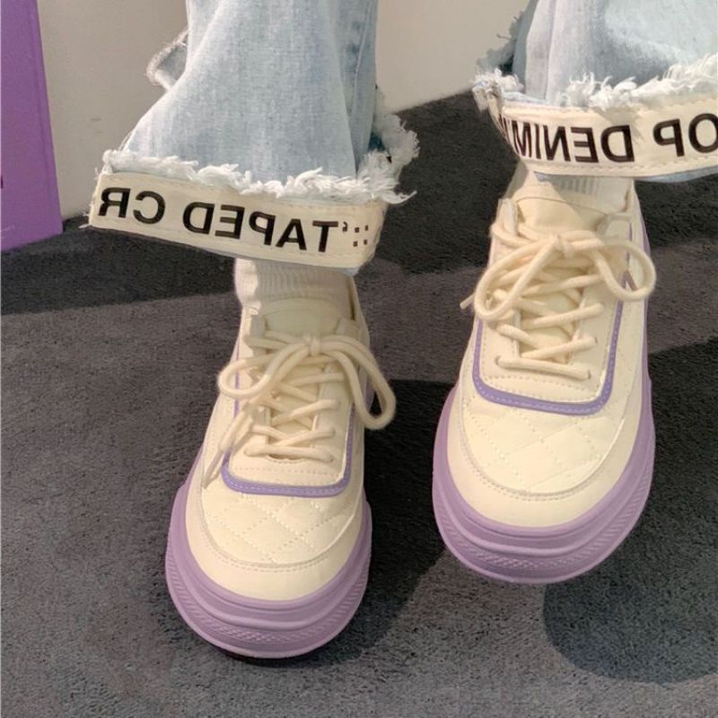 Giày Thể Thao Đế Dày Nữ, Giày Bánh Mì Tím Pastel Nhẹ Nhàng  ❤️