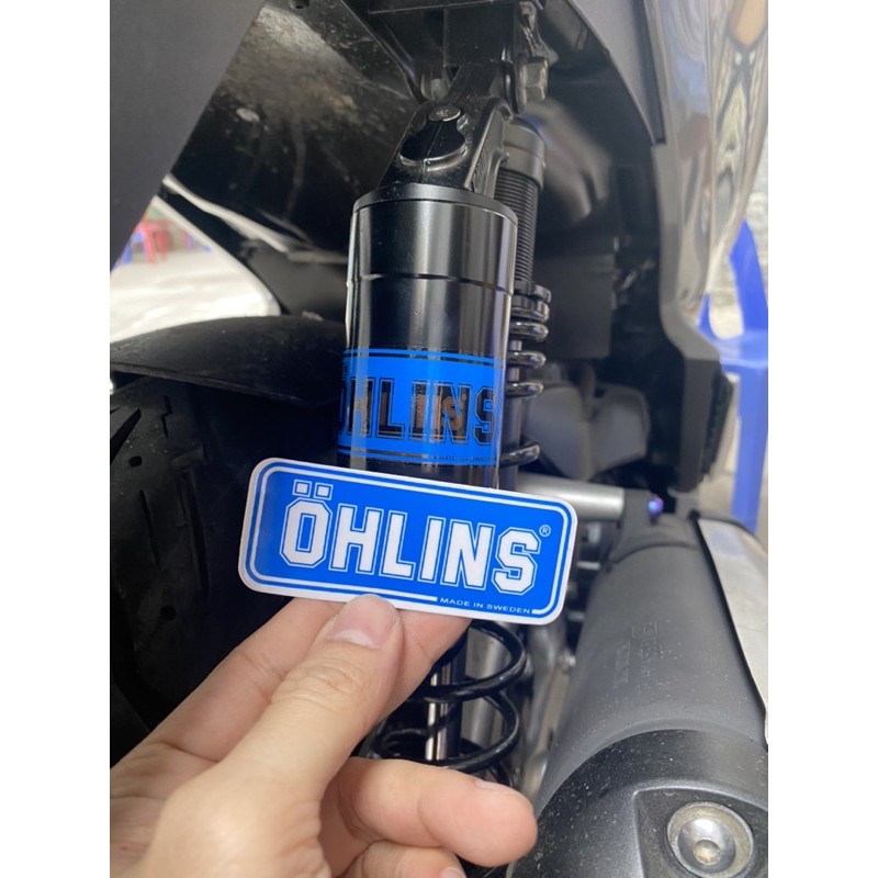 Tem Ohlins Xanh Kéo Lụa Dán Bình Dầu