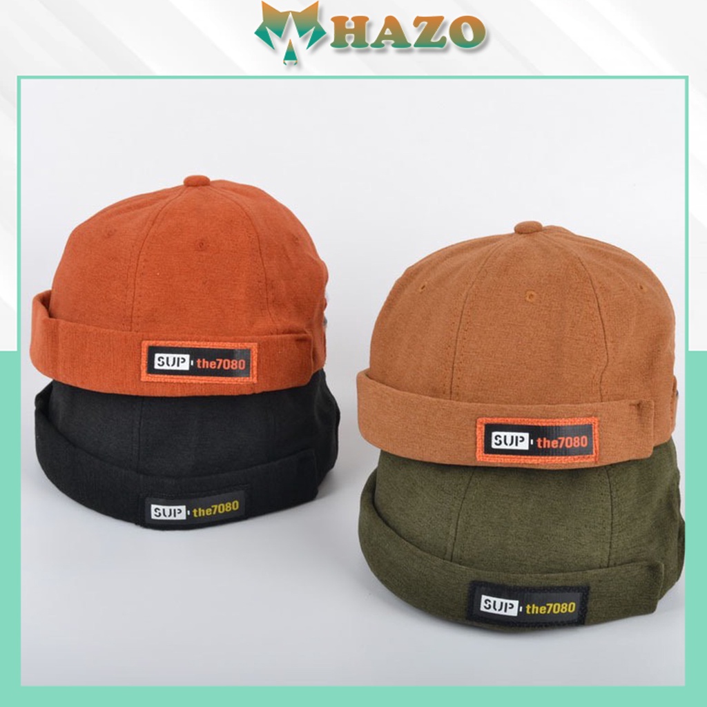Mũ Tròn Miki Hat Không Vành Cao Cấp Thêu Chữ Sup The 7080 P493 Phong Cách Hiphop Ulzzang Form Unisex Nam Nữ - Hazo