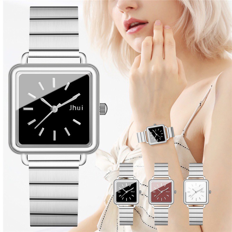 Đồng hồ quartz cho nữ mặt vuông chất liệu thép không gỉ