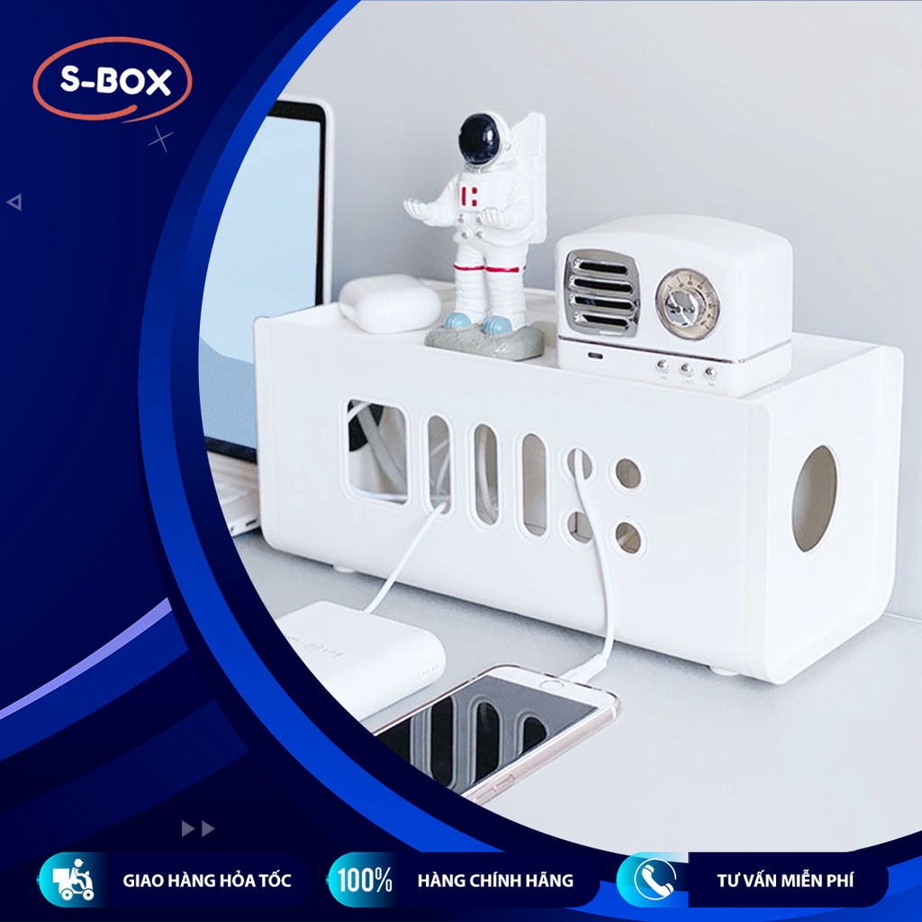 Hộp đựng ổ cắm điện SBox hộp nhựa ABS dựng ổ điện, dây điện, sạc cáp nắp nhựa an toàn, chống cháy nổ đa năng - sp 24