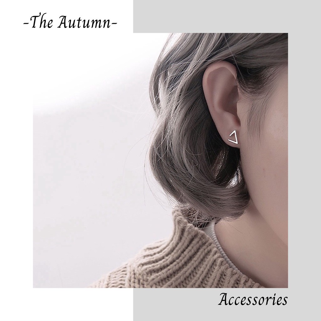 Khuyên tai mạ bạc hình tam giác phong cách Hàn Quốc hot trend đơn giản cho nữ - The Autumn Accessories