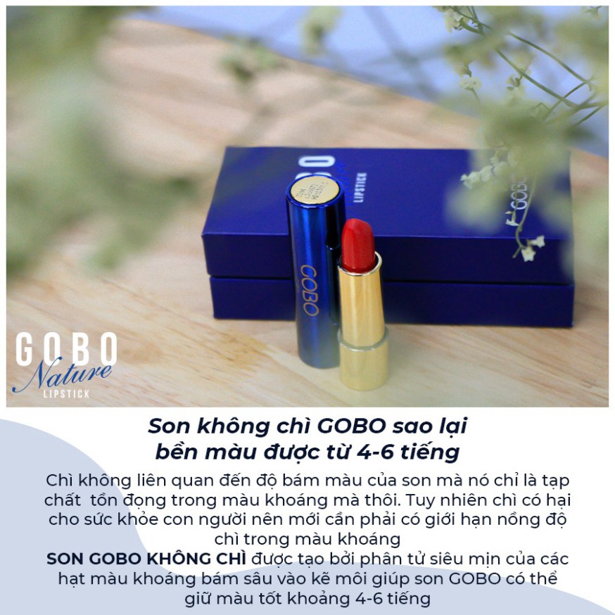 Son không chì Cocayhoala son thiên nhiên Gobo Nature matte 4.5g(4 màu mới) an toàn lành tính cho cả mẹ bầu mẹ sau sinh