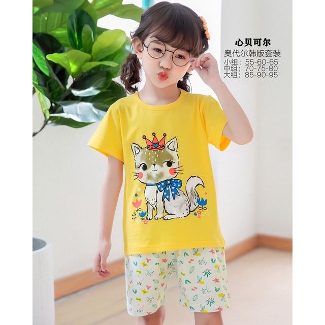 [E1] Bộ quần áo bé gái cotton Quảng Châu cho trẻ em cao cấp
