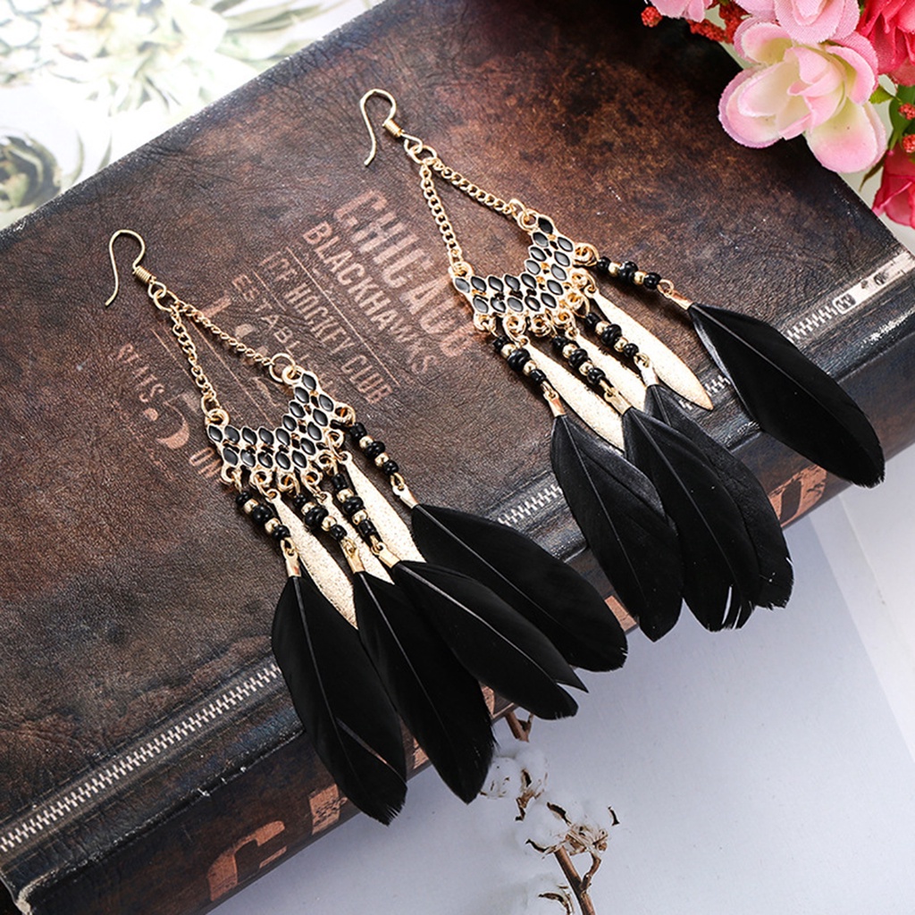 Ở stcok| 1 Đôi Bông Tai Hình Lông Vũ Phong Cách Bohemia Dành Cho Nữ