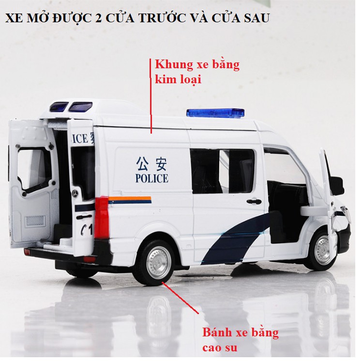 Mô hình xe ô tô cảnh sát RMZ xe bằng kim loại mở được 2 cửa trước mô hình xe tỉ lệ 1:36