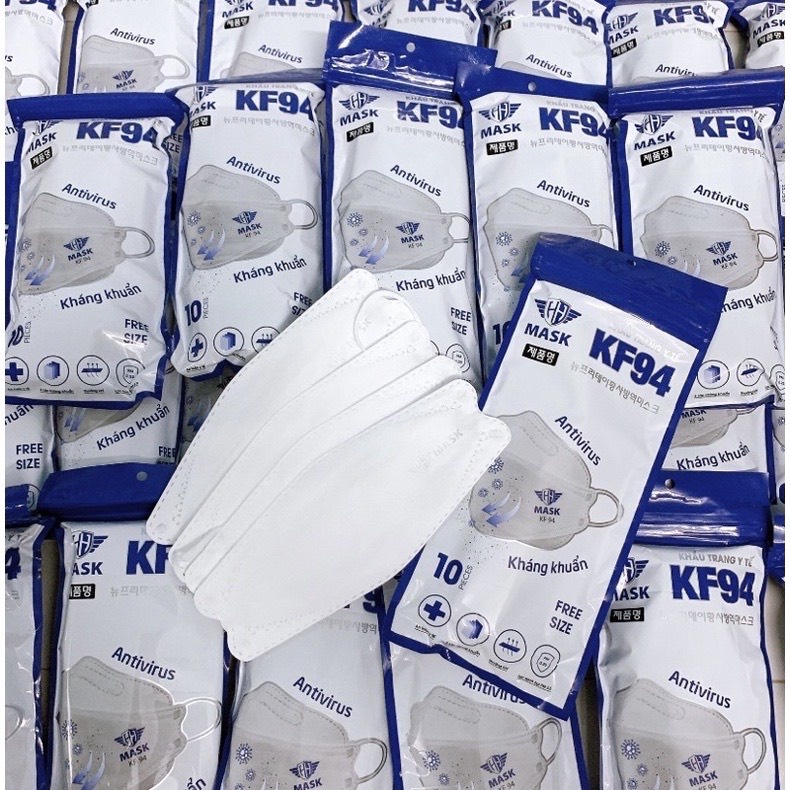 Khẩu trang y tế 4D kháng khuẩn KF94 công nghệ Hàn Quốc - Huy Hoàng Mask  Free size