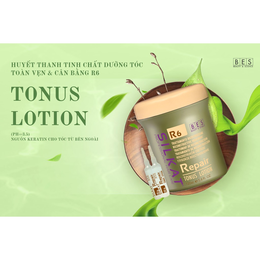 Huyết thanh và phục hồi cân bằng tóc Bes Hergen Silkat Repair R6 Tonus Lotion 12mlx10