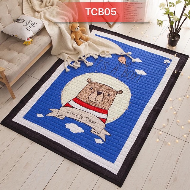 (RẺ NHẤT SHOPEE) Thảm Cotton KT 145x195cm dày 1,5cm siêu kute cho bé (HÀNG CÓ SẴN)