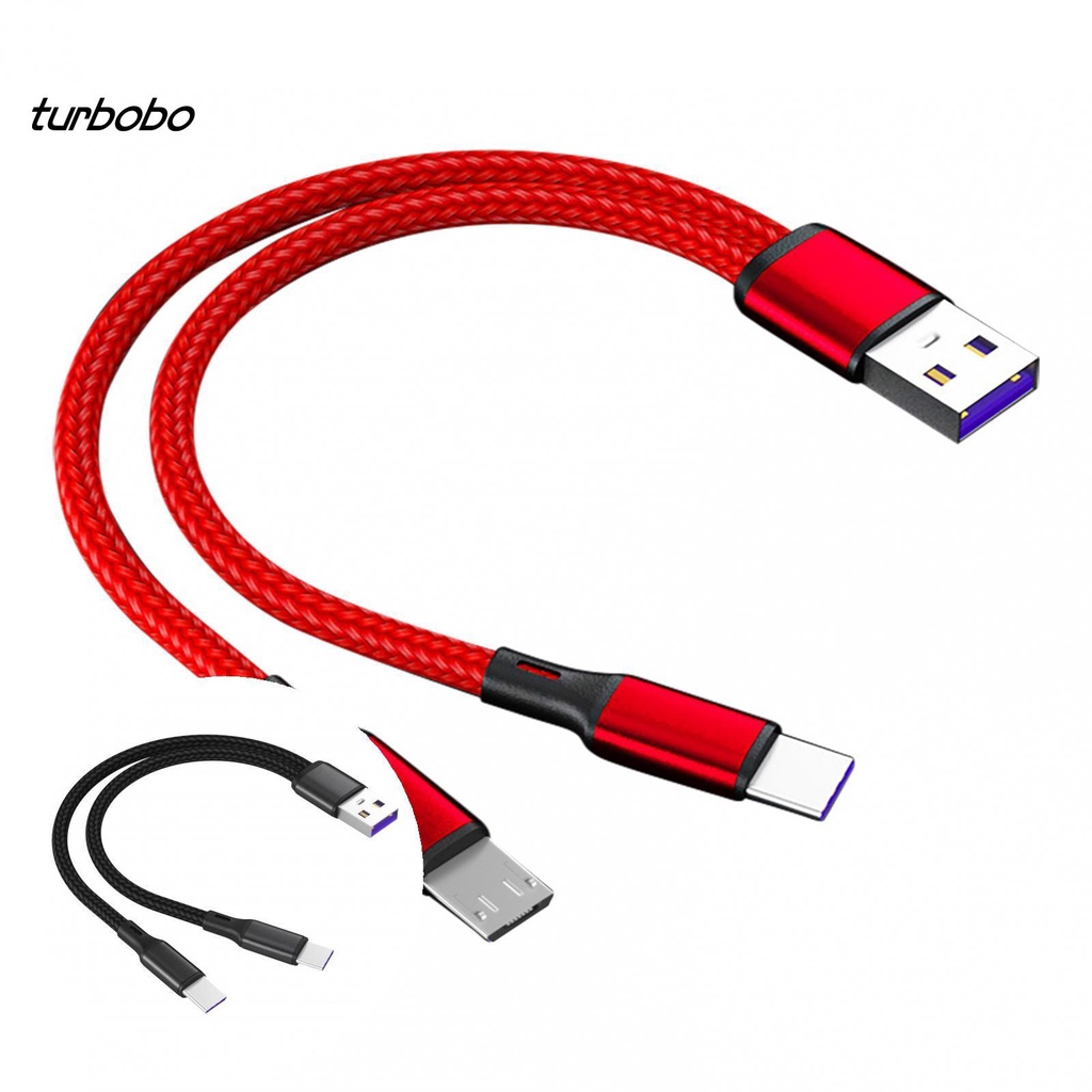 Dây cáp sạc bện nylon 2 trong 1 dài 0.2m cho Android/Type-C/for iOS