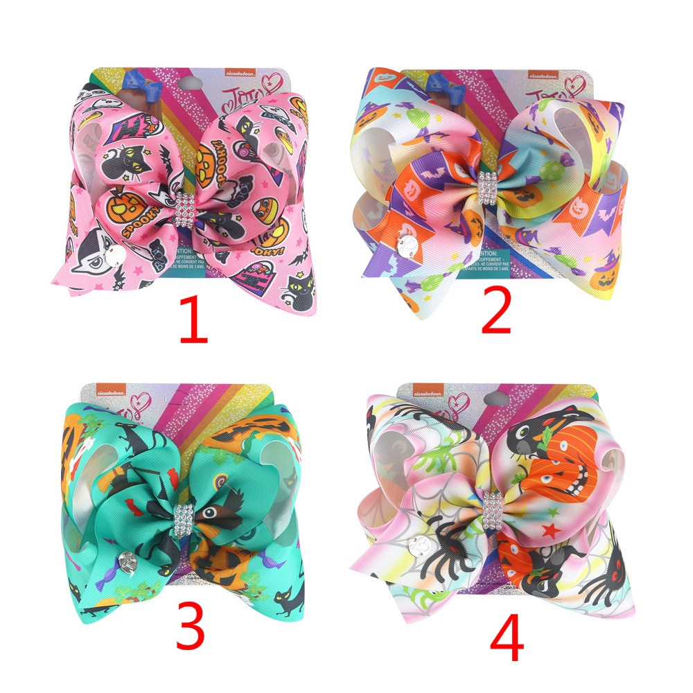 JOJO BOWS Bé Gái Halloween Jojo siwa Tóc Nơ Cho Trẻ Em Kẹp Nơ Hairgrips Phụ Kiện Tóc