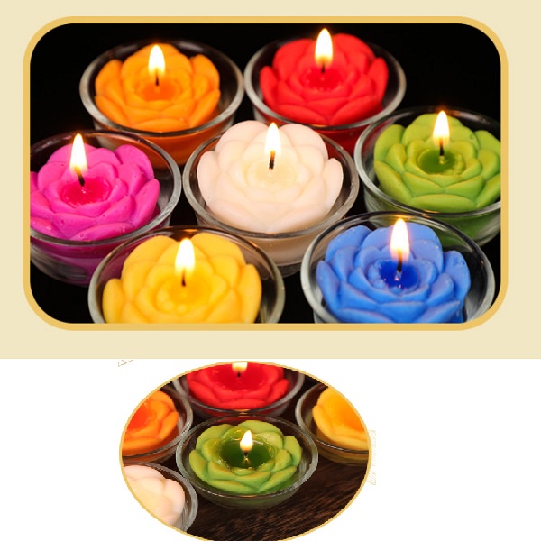 Nến hoa Sen Bơ sáp 7 MÀU 28 Nến  thơm không khói 4h 🕯(dùng bàn thờ gia tiên, phật, thần, ....)