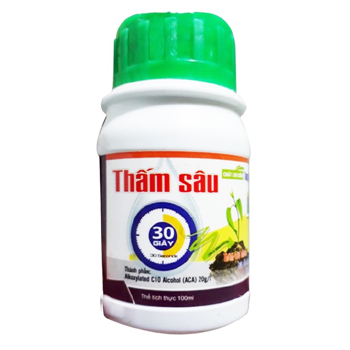 Thấm sâu 30 giây (chai 100ml) - chất trợ lực giúp tăng hoạt lực các loại thuốc trừ sâu, trừ bệnh, trừ cỏ cho cây trồng