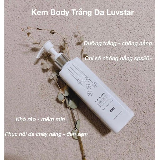 DƯỠNG THỂ LUVSTAR IN SHOWER WHITE AGAIN BODY TONE-UP LOTION SPF 20.