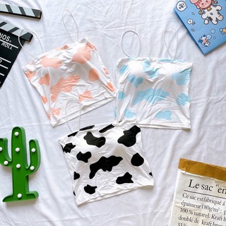 Áo croptop 2 dây bò sữa