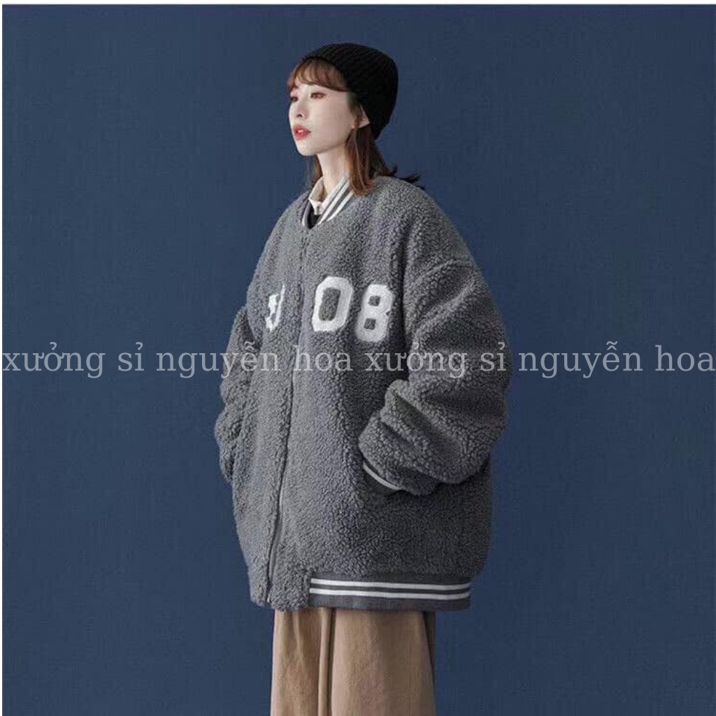 Áo khoác lông - áo khoác lông H8-08 form thụng kiểu dáng unisex nam nữ mặc được Xưởng Sỉ Nguyễn Hoa