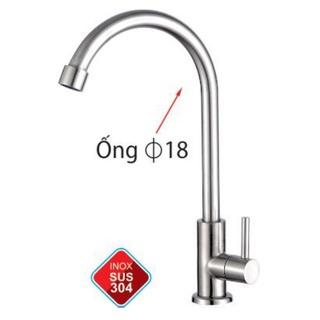 Vòi nước rửa chén lạnh Inox 304 phi ống 18mm