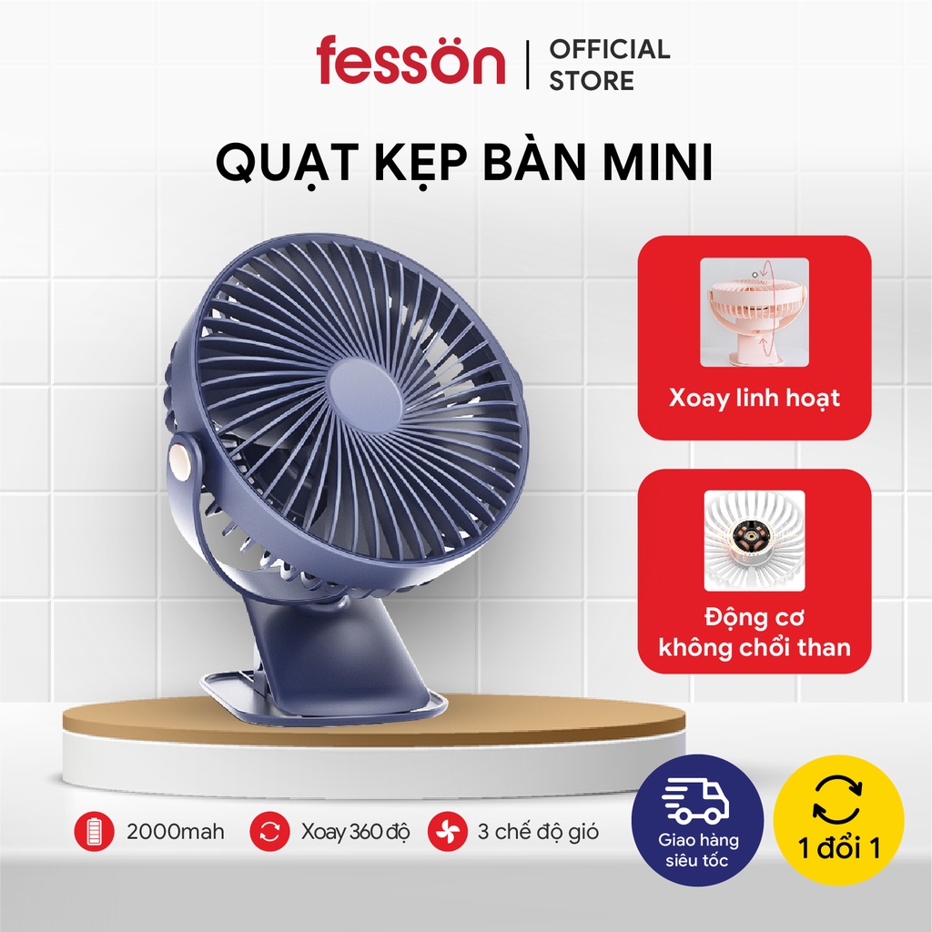 Quạt Kẹp Bàn Mini Cao Cấp [Deal Hot] Xoay 360 độ, Thích hợp cho dân Văn Phòng, Kẹp chắc chắn – Siêu Mát