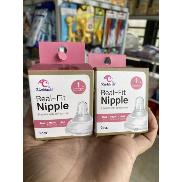 Núm Ti Bình Sữa Kichilachi Cổ Rộng Siêu Mềm Vừa Bình Moyuum