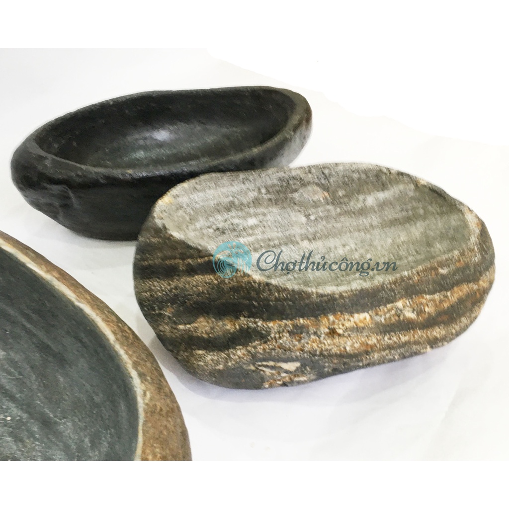 Chậu đá cuội trồng cây, nuôi cá, tiểu cảnh, bonsai, trồng sen - chậu đá cuội tự nhiên  ~6kg, C8-10 x D20-