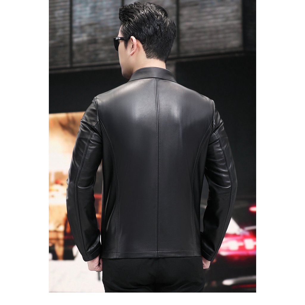 Áo khoác da nam dày chất da mềm cao cấp, form trẻ trung