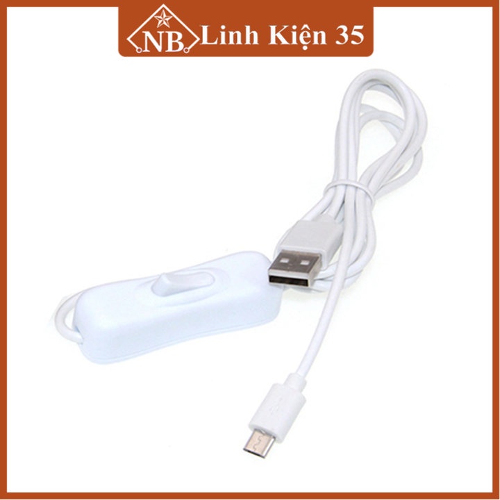 Dây sạc đèn tích điện có công tắc USB 5VDC chân micro dây dài 1.5 mét, màu giao ngẫu nhiên