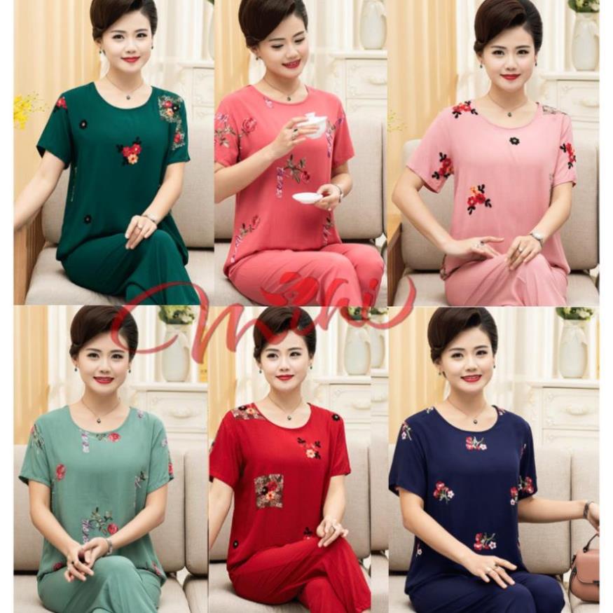 ❁Bộ đồ trung niên nữ đẹp B83 - cho mẹ Quần áo kiểu thời trang người lớn tuổi ngủ mặc nhà Bigsize ! -