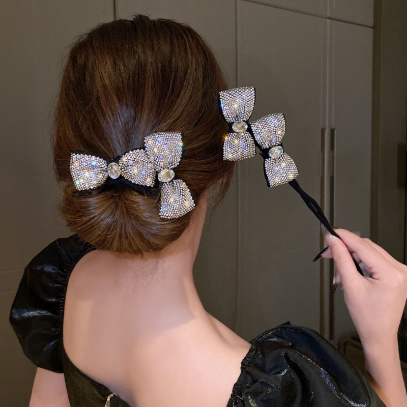 Kẹp Tóc Hình Nơ Đính Đá Kim Cương Lấp Lánh Thời Trang Hàn Quốc Chất Lượng Cao