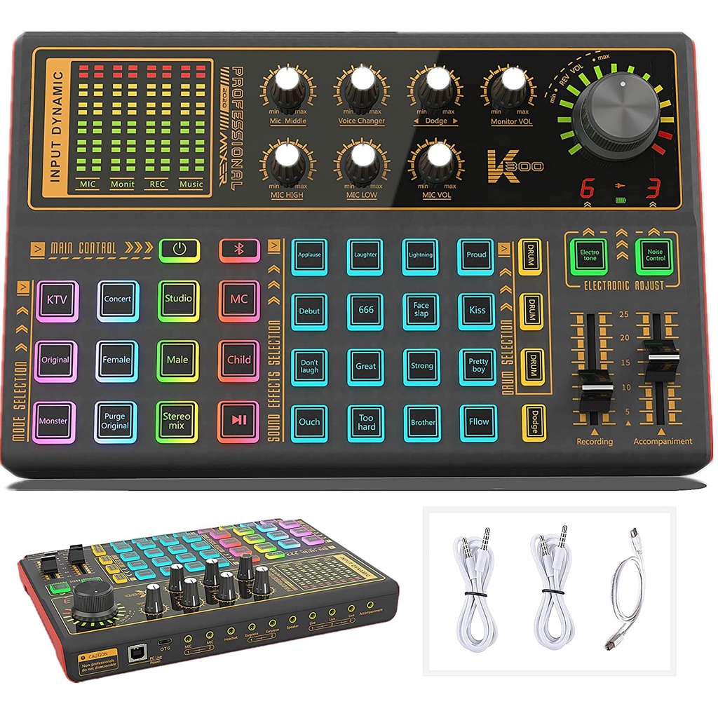 Bảng Mạch Âm Thanh 4 Kênh DJ V3 USB Bluetooth 48V Phantom Power 5V 16 DSP Delay Cho DJ Karaoke